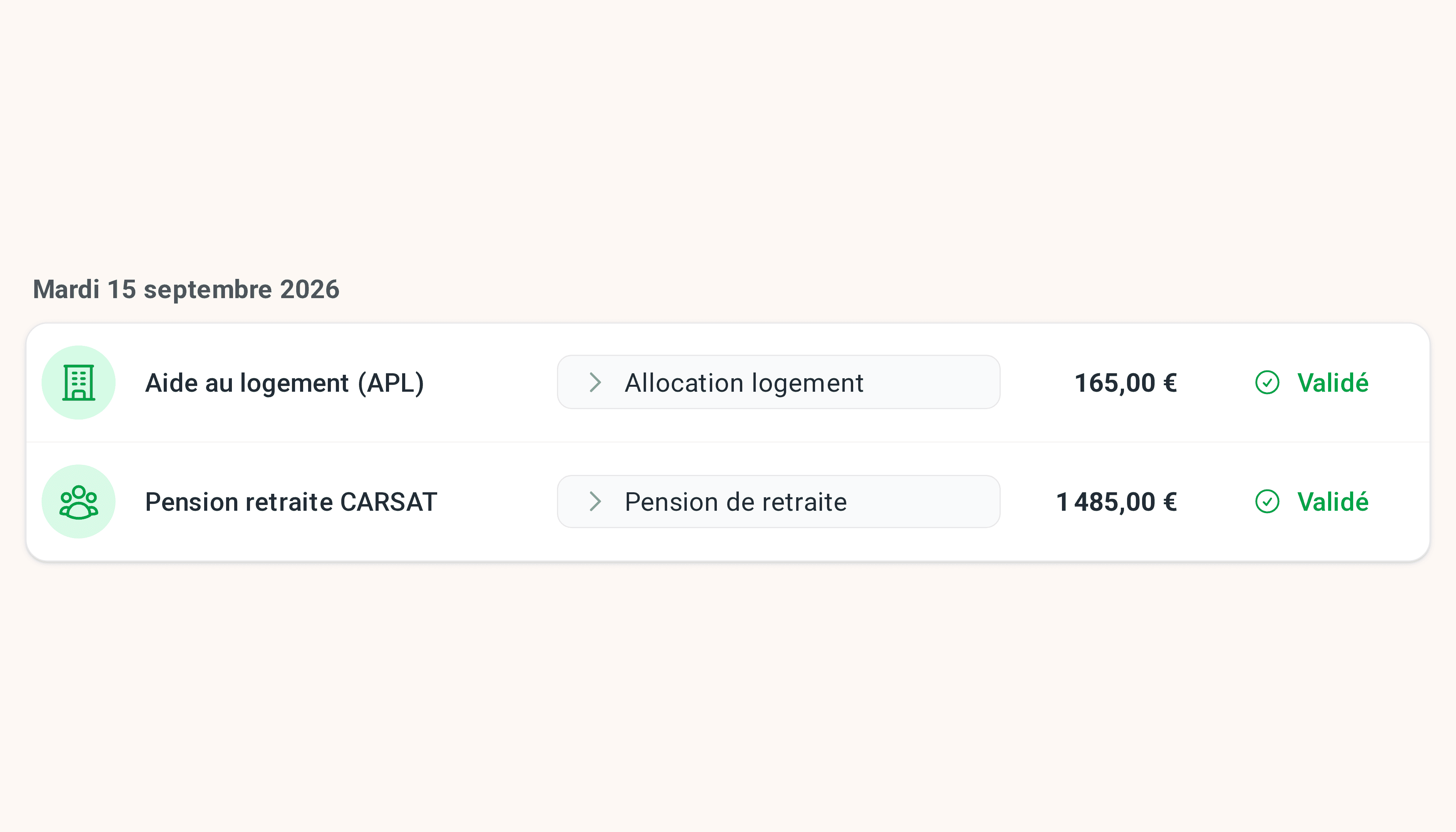 Opérations bancaires catégorisées et validées dans Tutello